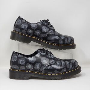 Dr. Martens 1461 Distorted Leopard Print Oxford Black/Gray- Men Sz 6/Wnms 7 New